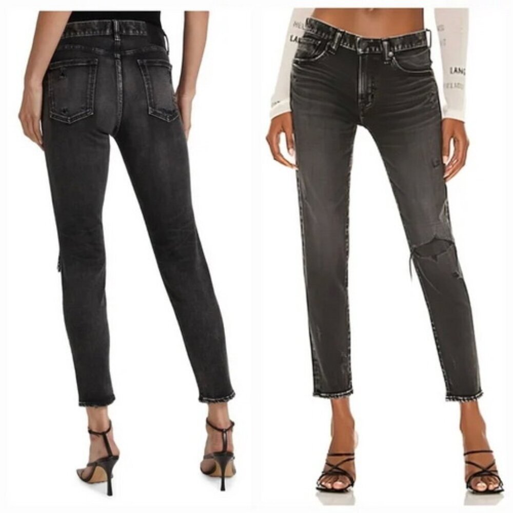 Moussy Vintage Black Lenwood Distressed Skinny Ankle Jeans
